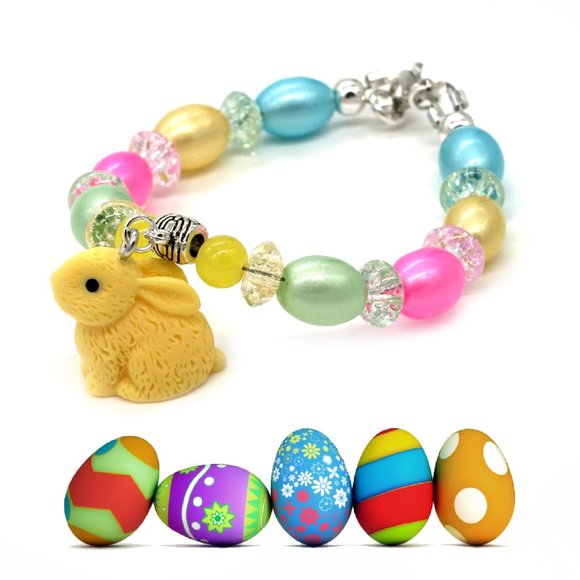 Bracelet Easter and Spring theme with rabbit charm. - Picture 2 of 2